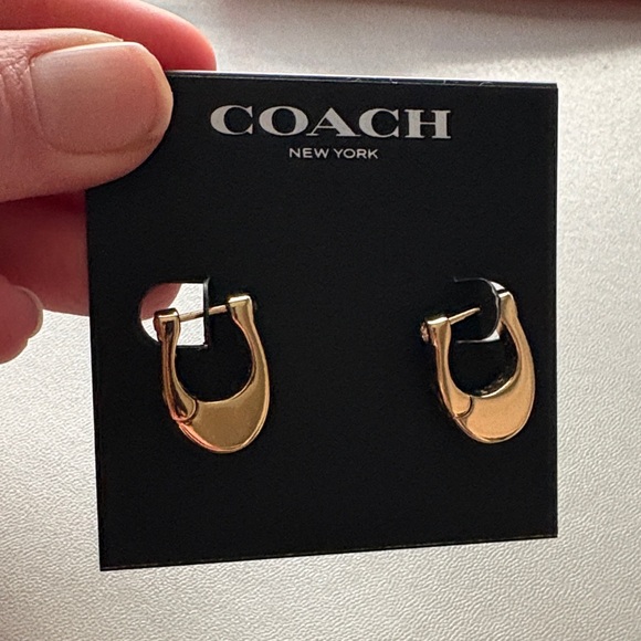 Coach Gold-Tone Logo Earrings - Picture 2 of 7